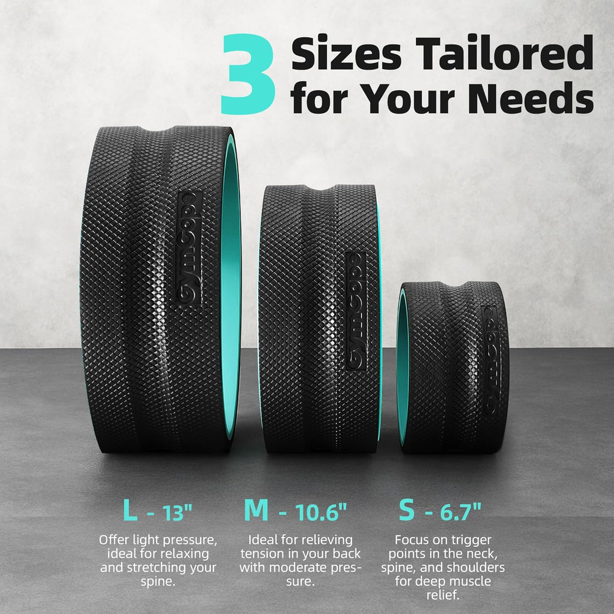 Back Roller Wheel Set of 3 with 2 Yoga Blocks – Foam Back Stretcher for Pain Relief, Spine Cradle Deep Tissue Massage Roller for Stretching & Physical Therapy