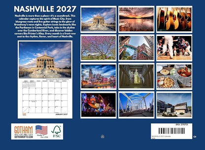Nashville TN Calendar 2027 Monthly Wall Calender 12 Month