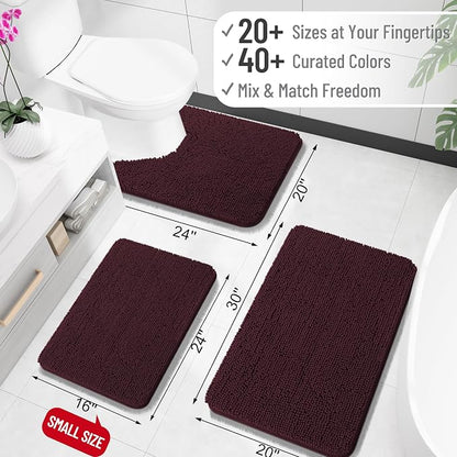 OLANLY Large Bathroom Rugs 44x32, Extra Soft Absorbent Chenille Bath Rugs, Rubber Backing Quick Dry, Machine Washable Bath Mats for Bathroom Floor, Tub and Shower, Home Decor Accessories, Black Cherry