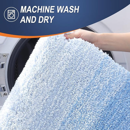 OLANLY Large Bathroom Rugs Mat 45x27, Extra Soft Absorbent Microfiber Bath Rugs, Rubber Backing, Quick Dry, Washable Bath Mats for Bathroom Floor, Tub and Shower, Home Decor Accessories, Light Blue