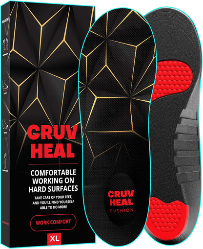 Work Pro Comfort Insoles - Shock Absorption - Low Arch - Cushioning Anti Fatigue Shoe Insert Men Women - Non-Slip - Soft Comfortable Work Boot Insoles - Foot Pain Relief (XL, Black)
