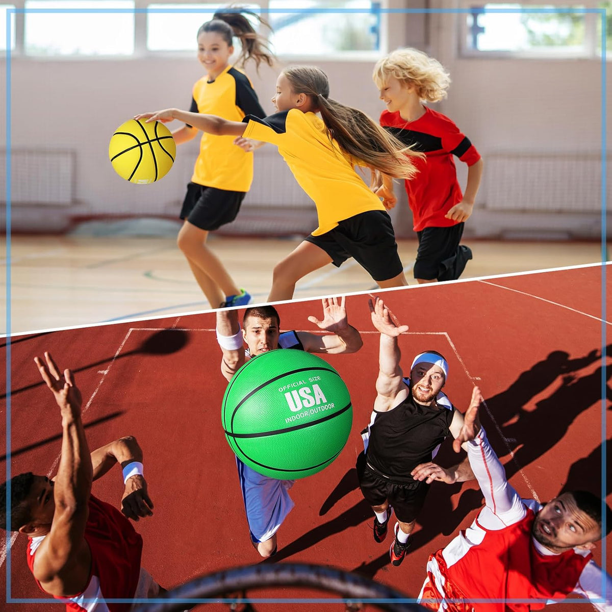 Libima 4 Pcs Rubber Basketball with Pump Official Size Indoor Outdoor Basketball Game Practice Training Kid Teen Women Men Streetbball Sport Gift Back to School