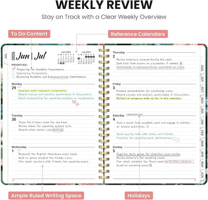 Planner 2026-2027, Academic Year Monthly & Weekly Planner Caledndar, July 2026 - June 2027, Hardcover Large Planning Agenda Book with Tabs for School Office Supplies, 8.5" x 11" - Corgi Reverie