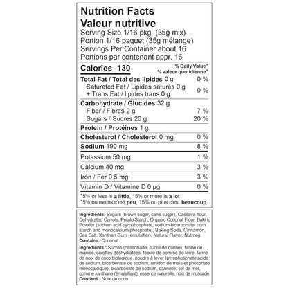 XO Baking Co. Gluten Free Carrot Cake Gourmet Cake Mix; Contains Real Carrots; Non-GMO; Kosher; Rice Free; Soy Free; Dairy Free; Peanut Free; No Preservatives; No Artificial Flavors or Colors, 6-Pack