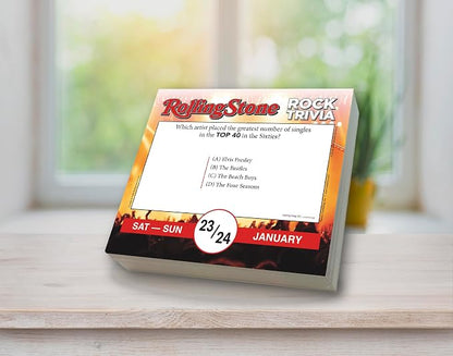 Rolling Stone Rock Trivia 2027 Daily Desk Calendar: Boxed Page-a-Day Music Quiz Calendar with Day-to-Day Rock History, Legends & Iconic Moments