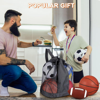 Deekin 12 Pcs Assorted Sport Ball Set Official Size Basketball, Football, Volleyball, Soccer, Baseball, Playground Ball with Bag and Pump Gift for Kid Youth Adult Back to School
