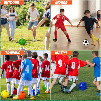 Deflated Soccer Balls with Pump Bulk Outdoor and Indoor Training Practice Soccer Ball Machine Stitched for Sports Birthday Gift Party Supplies