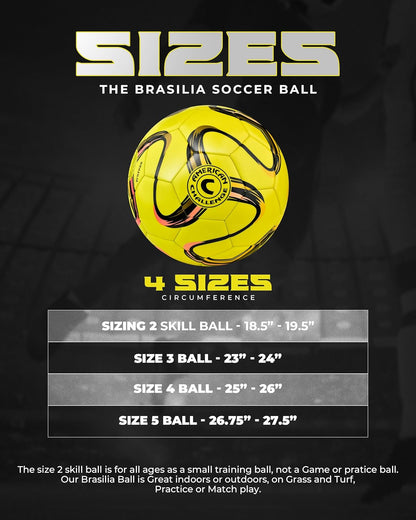 American Challenge Brasilia Soccer Ball – Soccer Ball Size 5, 4, 3 & 2 – for Youth & Adults – Ideal for Practice, Training & Grass Fields