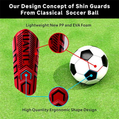 Shin Guards - Soccer Shin Guards with Cushion Protection for Kids/Adults