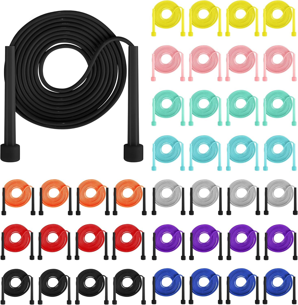 Aodaer PVC Skipping Rope Adjustable Jump Rope for Kids Multicolor Jump Rope Bulk with Plastic Handles Lightweight for Outdoor Fitness Exercise and Weight Loss, Training and Racing