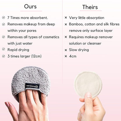 Ogato Reusable Makeup Remover Cloth - 6pc Face Pads, Makeup Eraser Cloth Wipes for All Skin Types - Washable Microfiber Make Up Reusable Cotton Rounds for Face - With Free Laundry Bag