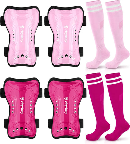 Kids Soccer Shin Guards and Socks Toddler Soccer Shin Pads Protective Defender Gear for 3-15 Years Old Youth Boys Girls