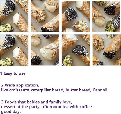 Alovexiong Non-stick Cannoli Tubes Molds 6pcs Cream Horn Molds Stainless Steel 4.92 inch Large Cannoli Molds Kit Baking Tubes Cones Pastry Roll Cream Roll Horn Croissant Mold Diagonal Shaped
