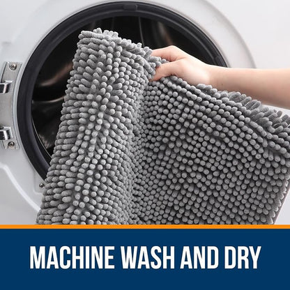 OLANLY Large Bathroom Rugs 40x32, Extra Soft Absorbent Chenille Bath Rugs, Rubber Backing Quick Dry, Machine Washable Bath Mats for Bathroom Floor, Tub and Shower, Home Decor Accessories, Grey