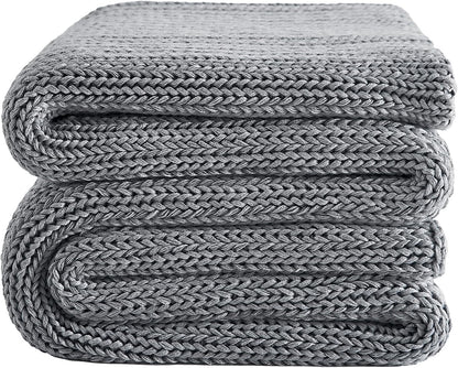 L'AGRATY Knitted Weighted Blanket - 50"x60" 7lbs Cooling Chunky Knit Heavy Blanket for Adults Braided Crochet Throw Thick Cable Yarn Knit Decorative No Beads Evenly Weighted Machine Washable