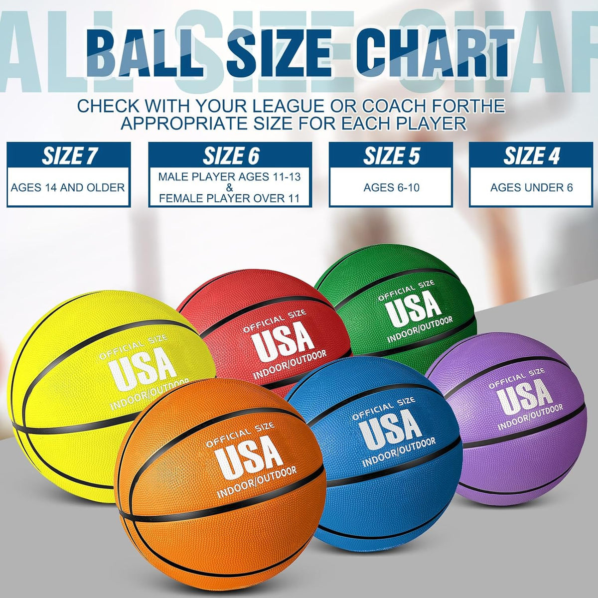 Libima 12 Pcs Rubber Basketballs Bulk with Pump Official Size Multicolor Basket Balls Streetballs Set for Kids Youth Adult Sports Gifts Indoor Outdoor Training Games Back to School