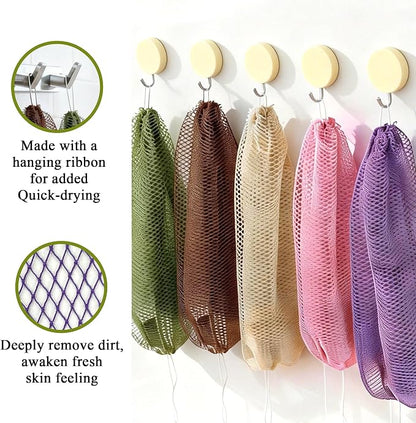 SubSahara Authentic African Net Sponge - 3 Pack Exfoliating Bath & Shower Loofah Sponge for Body & Face, Gentle Scrubber for All Skin Types, Travel, Durable