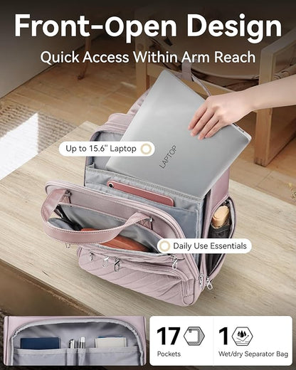 LUGGEX Underseat Carry On Luggage with Wheels, Stylish Lightweight Under Seat Luggage, Soft Sided Personal Item Suitcase for Short Trip (Grey Pink, 16 Inch)
