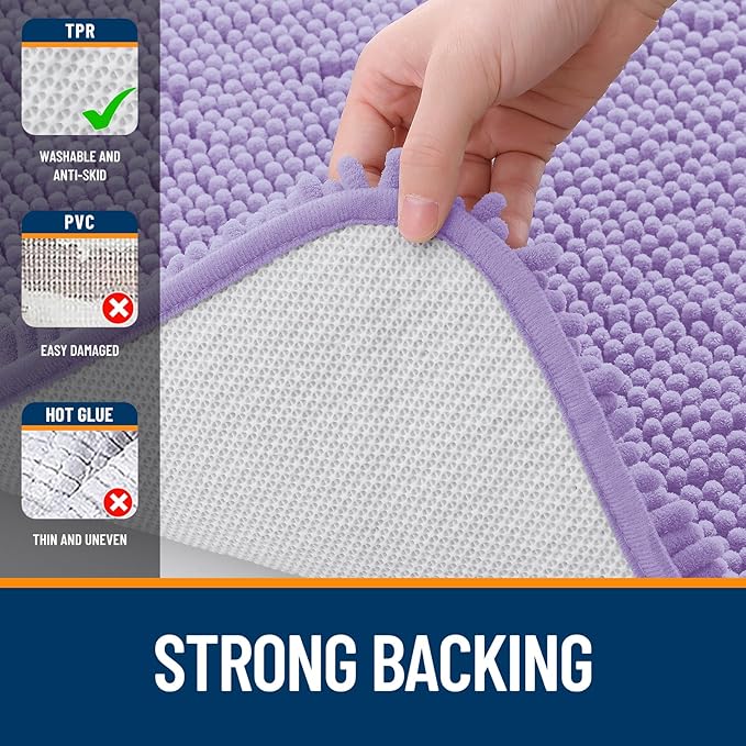 OLANLY Large Bathroom Rugs 47x32, Extra Soft Absorbent Chenille Bath Rugs, Rubber Backing Quick Dry, Machine Washable Bath Mats for Bathroom Floor, Tub and Shower, Home Decor Accessories, Lavender