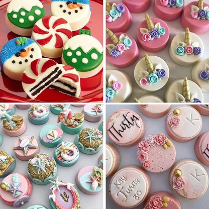 Sidosir 3Pcs Oreo Cookie Chocolate Silicone Mold, 6-Cavity Round Cylinder Oreo Chocolate Cover Molds for Candy, Silicone Baking Molds for Mini Cakes, Jelly