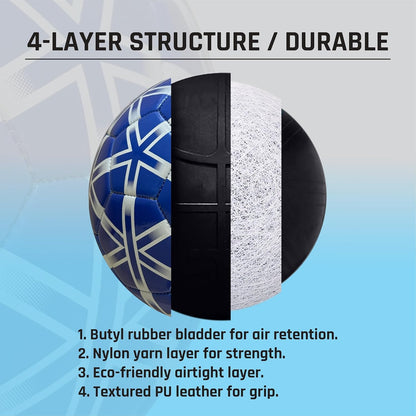 Almos Training Soccer Ball – for Club Match, Training, Match Performance, Indoor & Outdoor Soccer, Suitable for Grass & Astro | PVC Soccer Ball | Size 4 & Size 5 for Adult Soccer Players, Blue |