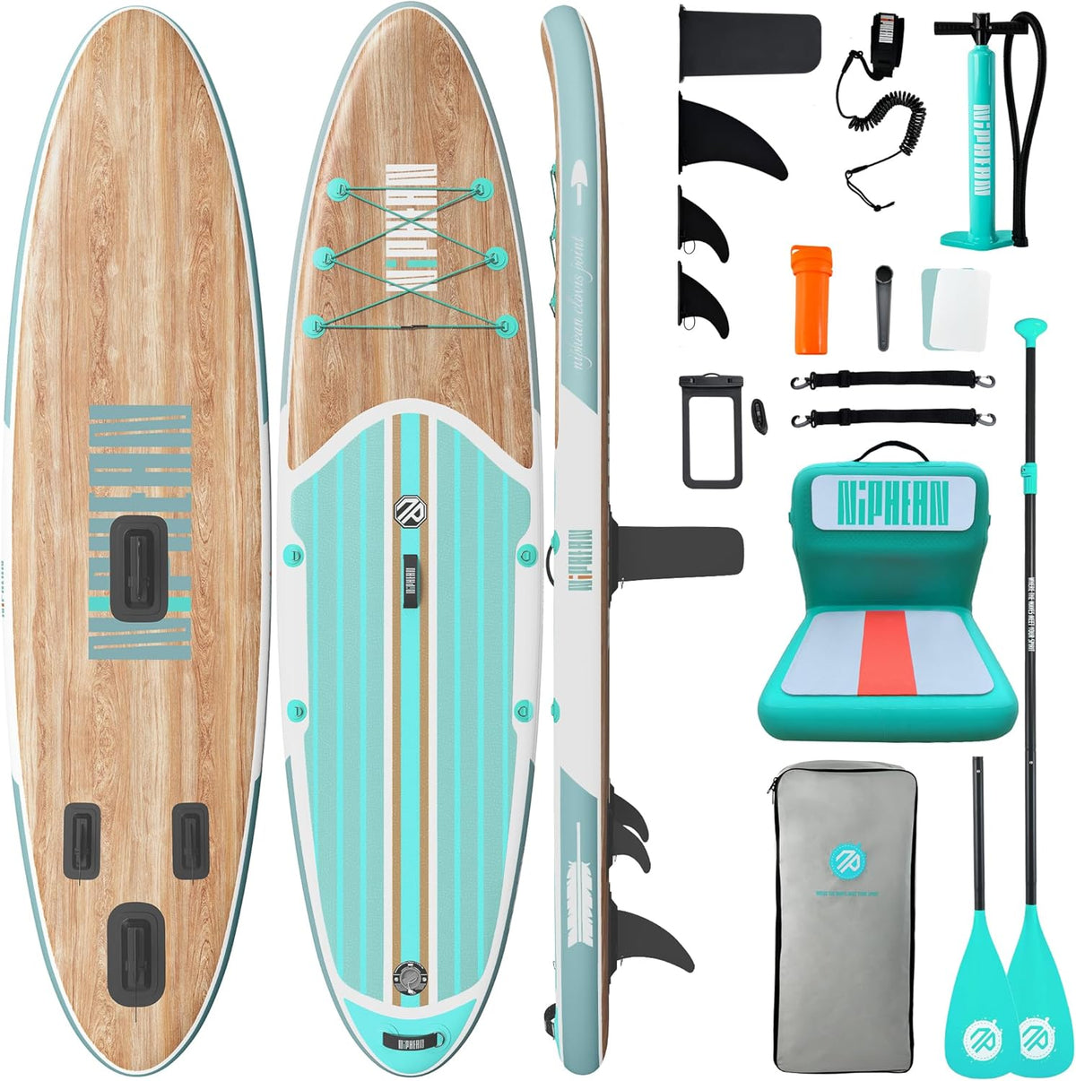 Niphean Inflatable Stand Up Paddle Board with SUP Accessories, Anti-Slip EVA Deck, 10’6’’ Inflatable Paddle Boards for Adults & Youth of All Skill Levels