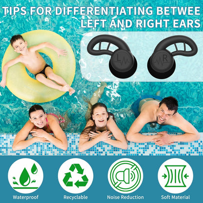 Swimming Ear Plugs for Adults, 4 Pairs Reusable Silicone Waterproof Colorful Swim Earplugs for Swimming Showering Snorkeling Surfing and Water Sports, Water Ear Plugs for Men and Women