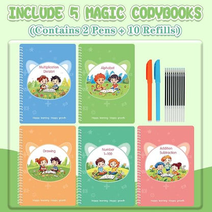 Reusable Grooved Handwriting Workbooks,Magic Copybook,Magic Writing Practice copy books, to help children improve their handwriting ink Practice Age 3-8 Calligraphy for kids(Character edition)