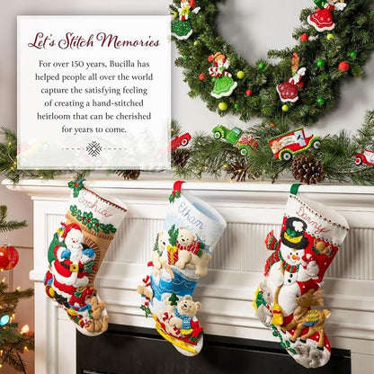 Bucilla Felt Applique Wall Hanging Kit, Jolly Santa, Perfect for Holiday DIY Arts and Crafts, 89645E