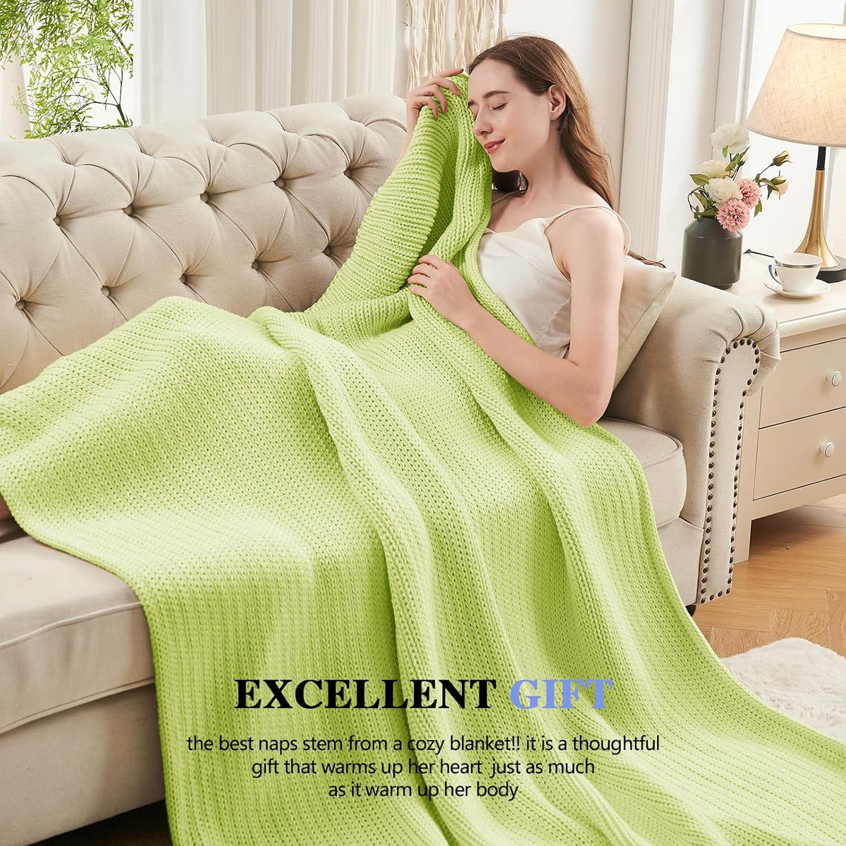 L'AGRATY Knitted Weighted Blanket - 48"x72" 15lbs Cooling Chunky Knit Heavy Blanket for Adults Braided Crochet Throw Thick Cable Yarn Knit Decorative No Beads Evenly Weighted Machine Washable