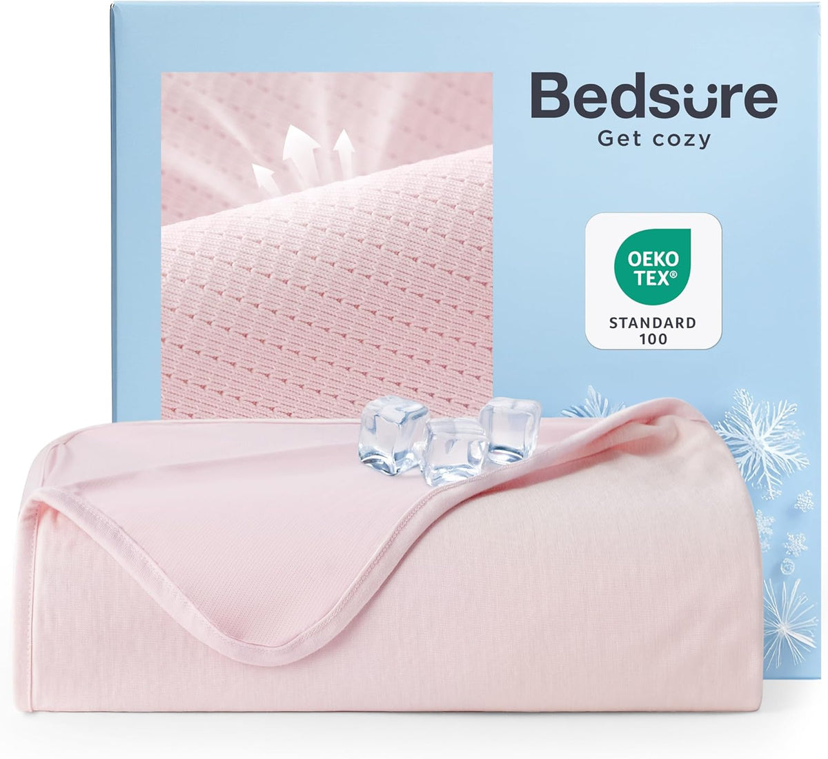 Bedsure Summer Cooling Blanket King Size for Hot Sleepers with Sports Mesh Design, Arc-Chill Q-Max 0.4 Lightweight Breathable Ice Cold Blanket for Night Sweats, 108 x 90 Inches, Mesh Pink