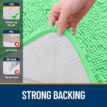 OLANLY Large Bathroom Rugs 45x27, Extra Soft Absorbent Chenille Bath Rugs, Rubber Backing Quick Dry, Machine Washable Bath Mats for Bathroom Floor, Tub and Shower, Home Decor Accessories, Mint Green