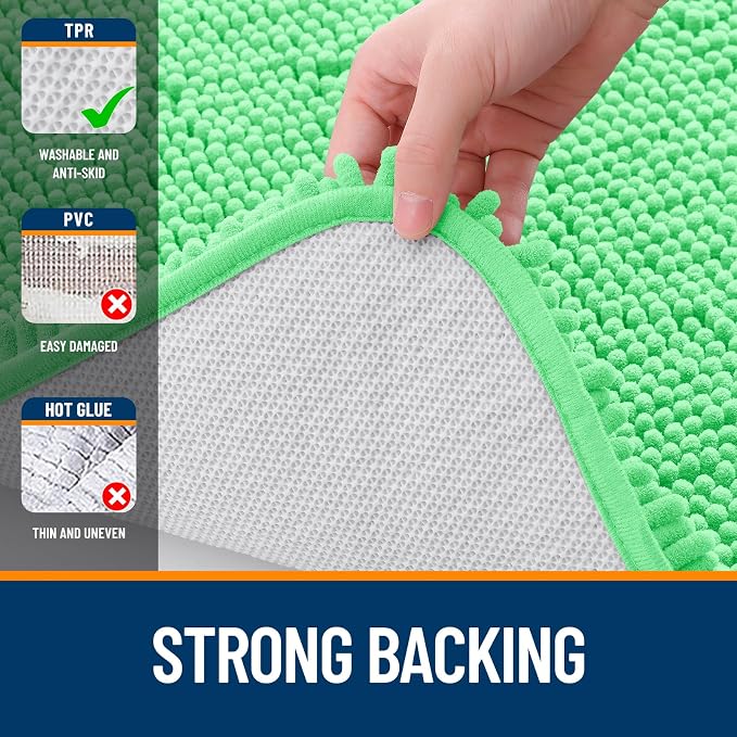 OLANLY Large Bathroom Rugs 70x46, Extra Soft Absorbent Chenille Bath Rugs, Rubber Backing Quick Dry, Machine Washable Bath Mats for Bathroom Floor, Tub and Shower, Home Decor Accessories, Mint Green