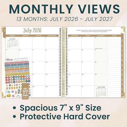 bloom daily planners 2026-2027 Hardcover Academic Year Goal & Vision Planner (July 2026 - July 2027) - 13 Months Weekly & Monthly Agenda Organizer - 7.5" x 9" - Spread Kindness Like Wildflowers