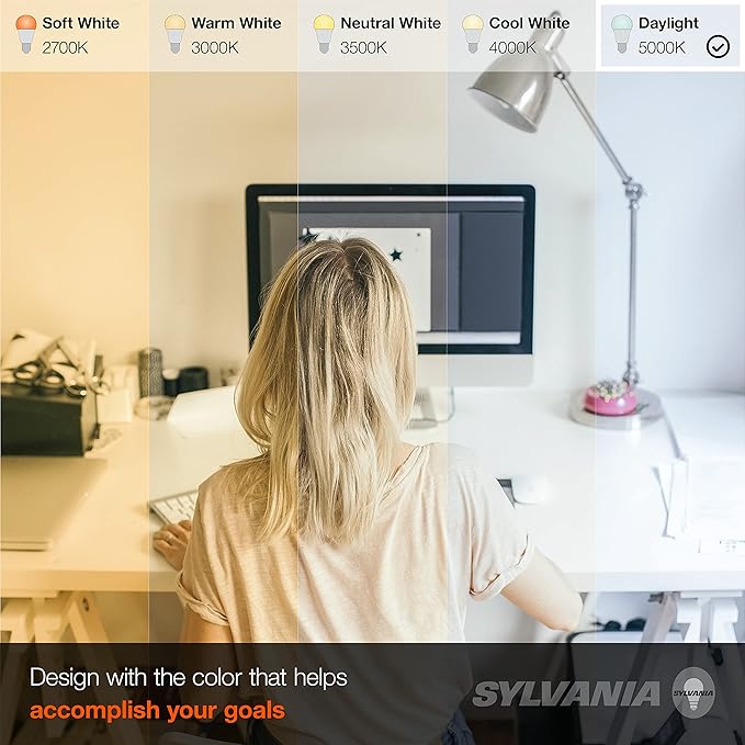 Sylvania LED A19 Light Bulb, 100W Equivalent, Efficient 14W, 1500 Lumens, Frosted Finish, Daylight - 4 Pack (78103)