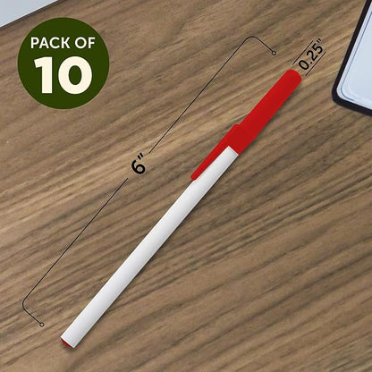 DISCOUNT PROMOS Value Stick Pens Set of 10, Bulk Pack - Blue Ink, Great for Office, School, Business, Tradeshows, Events - Red Cap