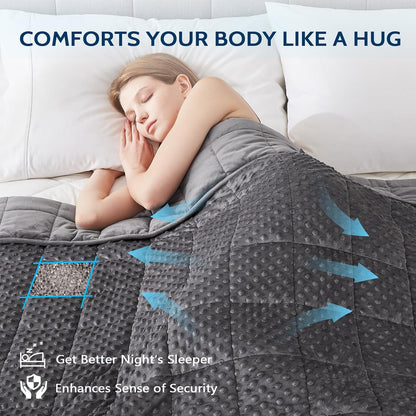 L'AGRATY Weighted Blanket for Adult - 60"x80" 15lbs Minky Dots Heavy Blanket with Glass Beads: Soft Breathable for All-Season Summer Fall Winter Thick Comfort for Sleeping