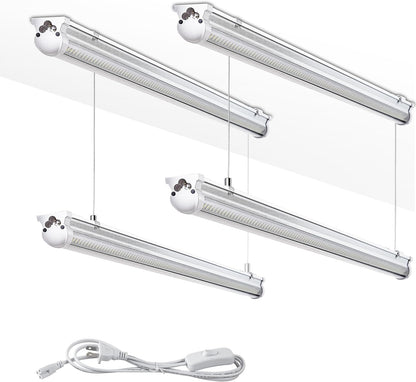 4Pack 8FT LED Shop Light Garage Lights,100W 6000K 15000LM White Light,Hanging/Surface Mount,Plug and Play,Super Bright T8 Tube Light,Linkable LED Shop Lights for Warehouse Workshop Basement