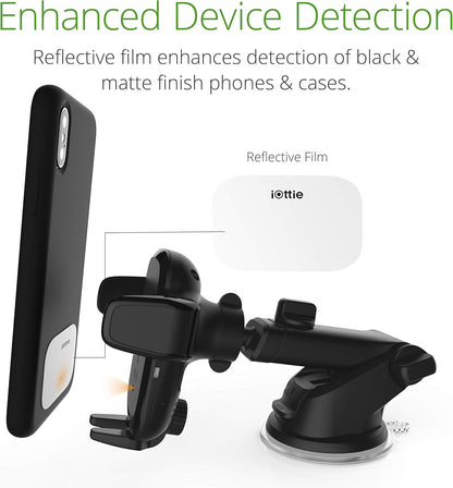 iOttie Auto Sense Qi Wireless Car Charger - Automatic Clamping Dashboard Phone Mount with Wireless Charging for Google Pixel, iPhone, Samsung Galaxy, Huawei, LG, and other Smartphones.