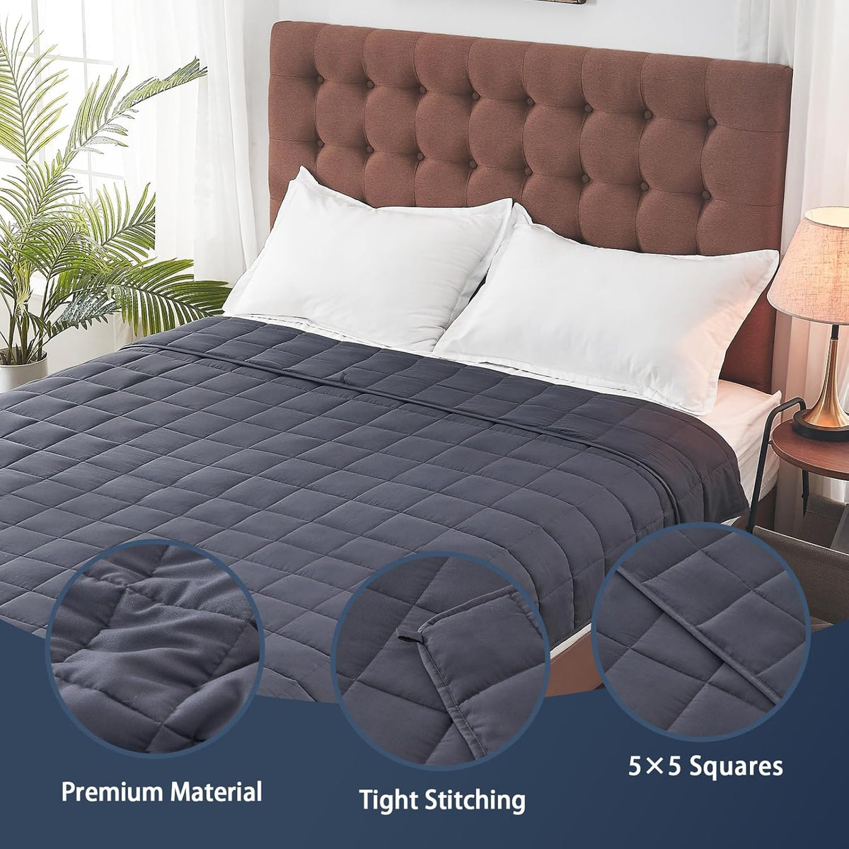yescool Weighted Blanket for Adults (30 lbs, 88” x 104”, Grey) Cooling Heavy Blanket for Sleeping Perfect for 290-310 lbs, King Size Breathable Blanket with Premium Glass Bead