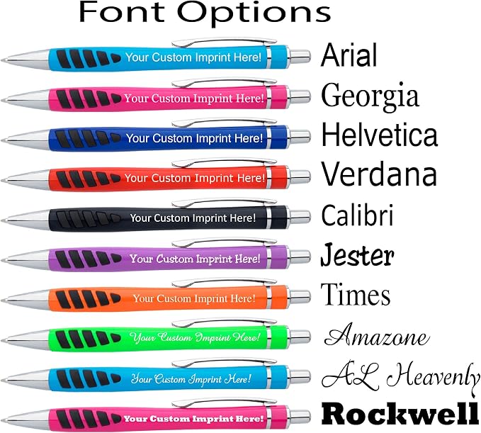 ExpressDesigns™ - Your Name or Imprint on our Custom Printed Addison Ballpoint Pen - Rubber Grip For Writing Comfort And Control, black ink, medium point - 12 Pack (Assorted)