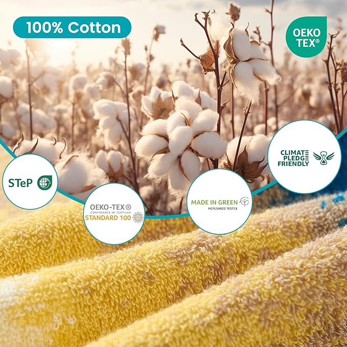 SEMAXE 12-Piece Family Bathroom Towel Set - 100% Cotton, 4 Bath Towels, 4 Hand Towels, 4 Washcloths, Ultra-Soft and Super Absorbent, Lighter Weight