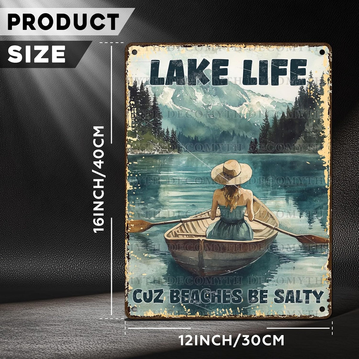 Vintage Lakehouse Tin Sign Lake Life Cuz Beaches Be Salty Retro Wall Decor Nostalgic Art Funny Metal Poster Indoor Store Cafe Toilet Kitchen Garden Plaque Bar Pubs Man cave 12 * 16inch