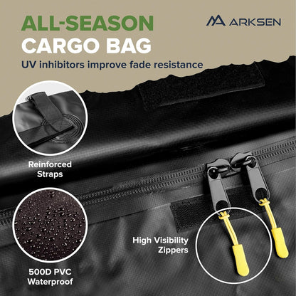 ARKSEN 84 x 39 x 6 Inch Universal 150LB Heavy Duty Roof Rack Cargo with 500D PVC Waterproof Cargo Bag, Top Luggage Holder Carrier Basket with Extension for SUV, Truck, & Car Steel Construction