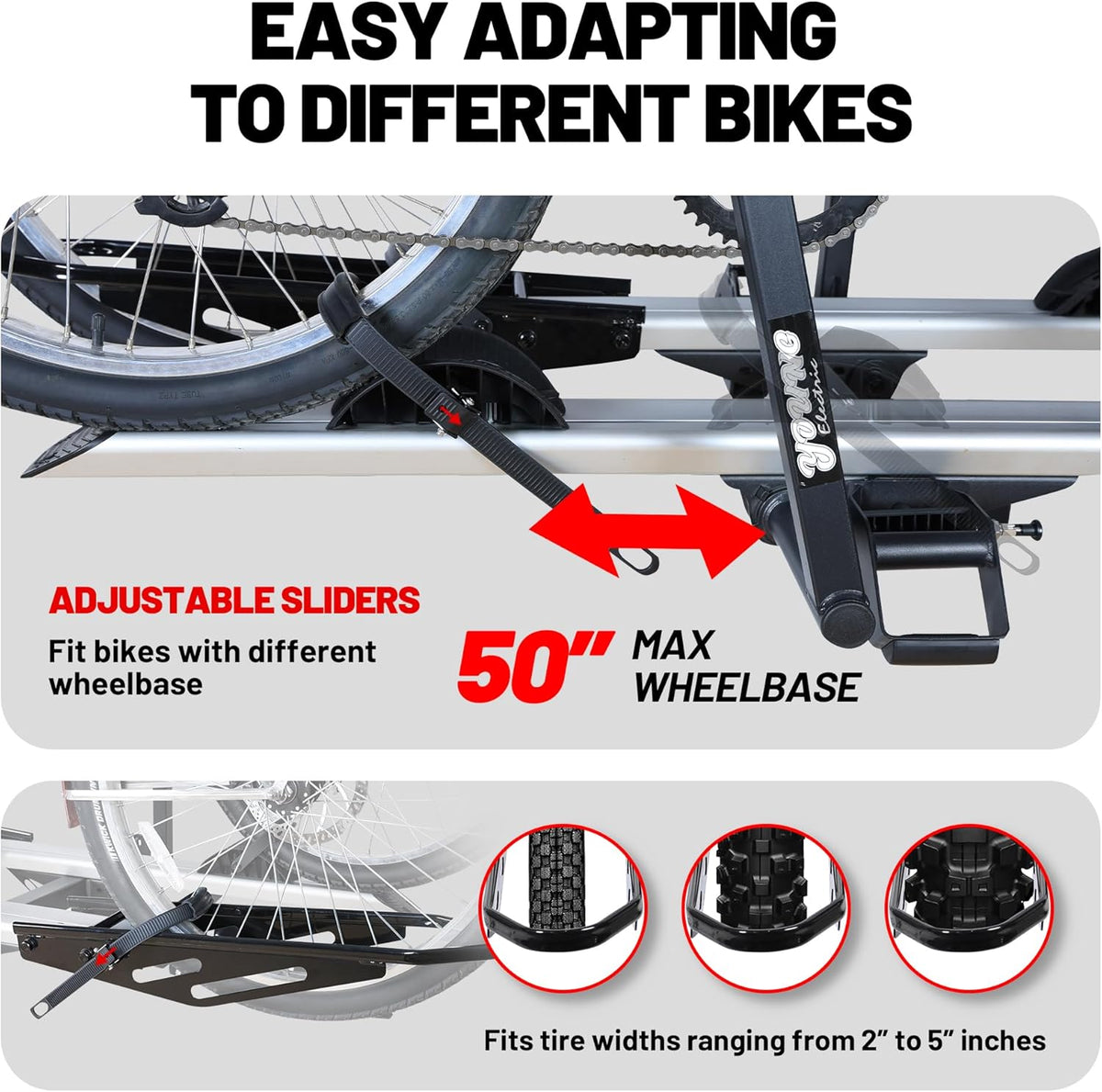 200 lbs. Hitch Mount Bike Rack, fits Cars, SUVs, RVs, Trailers with 2 Inch Receiver