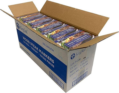 KingSeal 500 Count 3.5 Inch Natural Birch Wood Steak Markers, Heat Stamped, Medium, Eco-Friendly, Bulk Pack - 500 Per Box