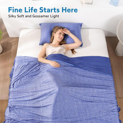 HOMFINE Cooling Blankets for Hot Sleepers - Summer Blanket Thin Lightweight Breathable Soft Double Side Enhanced Cooling for Bed Couch Sofa, Keep Cool for Night Sweats (Dark Blue, 50 x 70 inches)