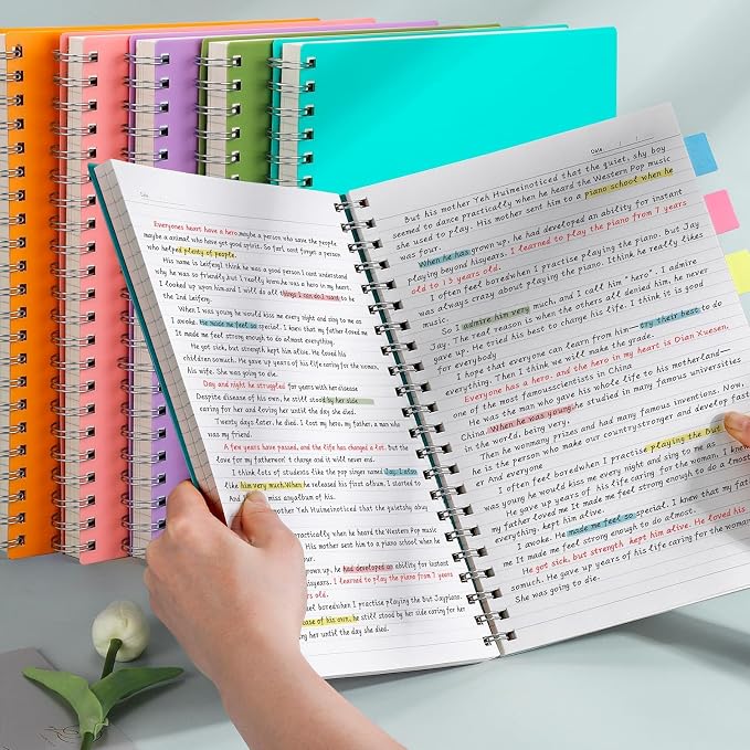 AHGXG Spiral Journal Notebook - College Ruled Notebook 8.5" x 11", 300 Pages Thick Journal for Women, 100GSM Thick Paper, Plastic Hardcover A4 Journal for Writing Work School Supplies, Pink
