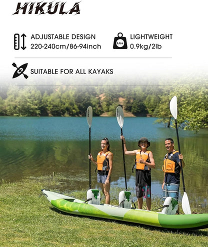 Kayak Paddle Aluminum Shaft Paddle with Nylon Blades, Floating Adjustable Kayaking Oars, 3 Piece, 220-240cm/86-94 Inches,Black/Rose/Teal/Black/Orange/Grey