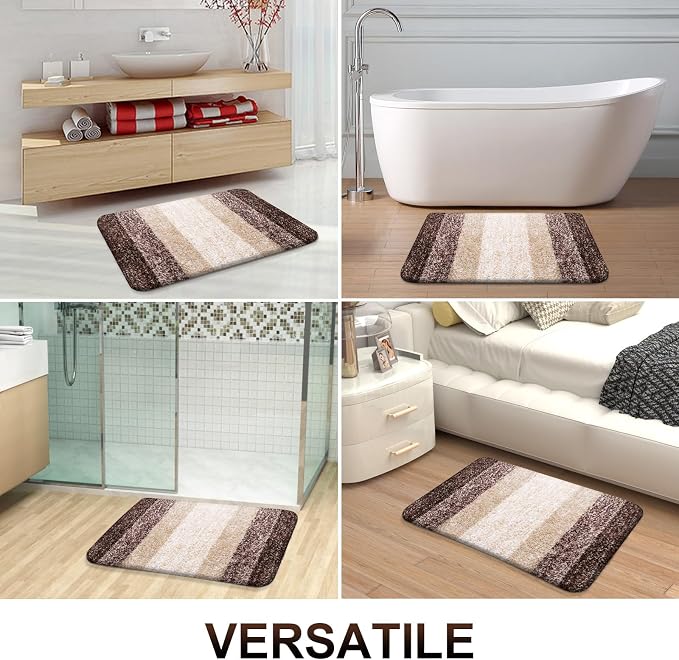 OLANLY Bathroom Runner Rugs Mat 47x24, Extra Soft Absorbent Microfiber Bath Rugs, Rubber Backing, Quick Dry, Washable Long Bath Mats for Bathroom Floor, Tub and Shower, Home Decor Accessories, Brown